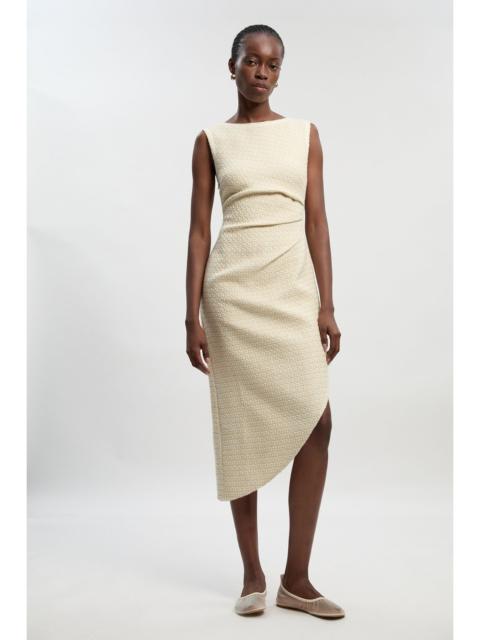 Boucle Tailored Ruched Detail Midi Dress