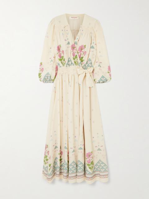 Lavinia Belted Floral-print Silk Crepe De Chine Wrap Maxi Dress