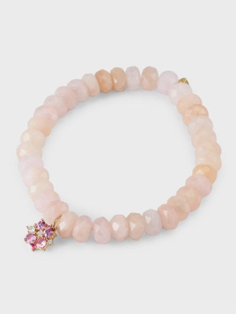 14k Morganite Beaded Bracelet with Disc Charm