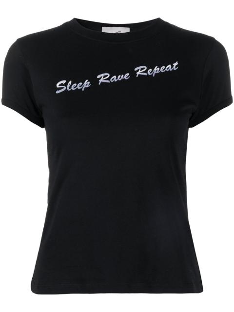 slogan print fitted T-shirt