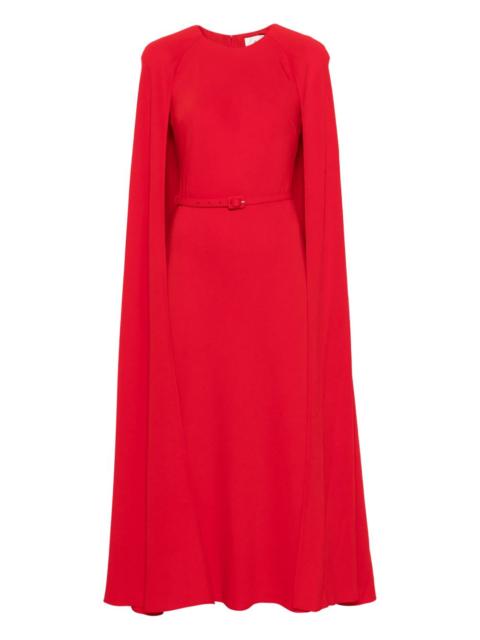 belted cape maxi dress