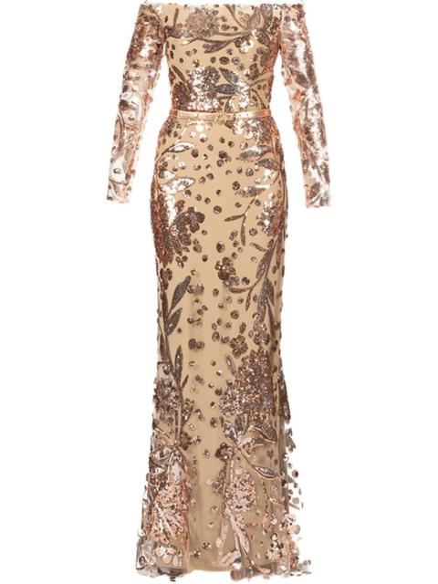 embroidered tulle maxi dress