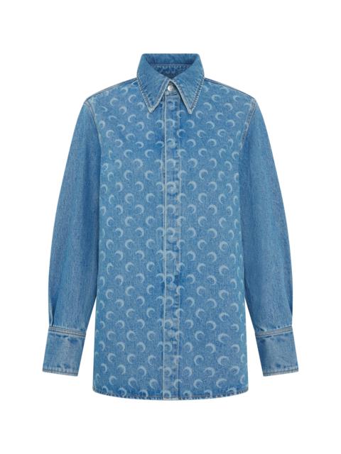 Moon Laser Blue Wash Denim LS Shirt
