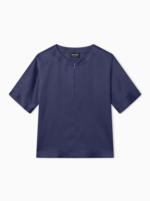 SHORT-SLEEVED SHIRT IN DOUBLE-FACED SILK SATIN