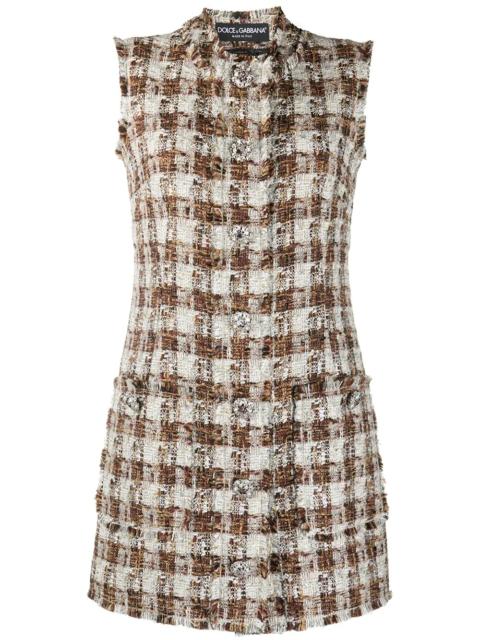checked tweed shift dress