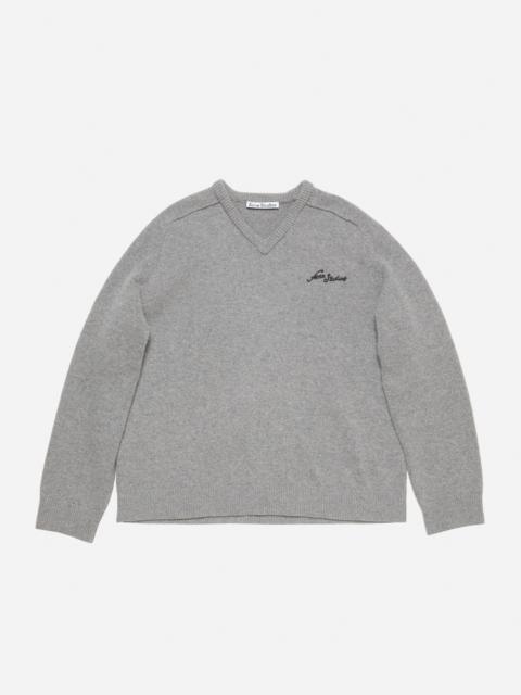 Wool v-neck sweater - Dark Grey Melange