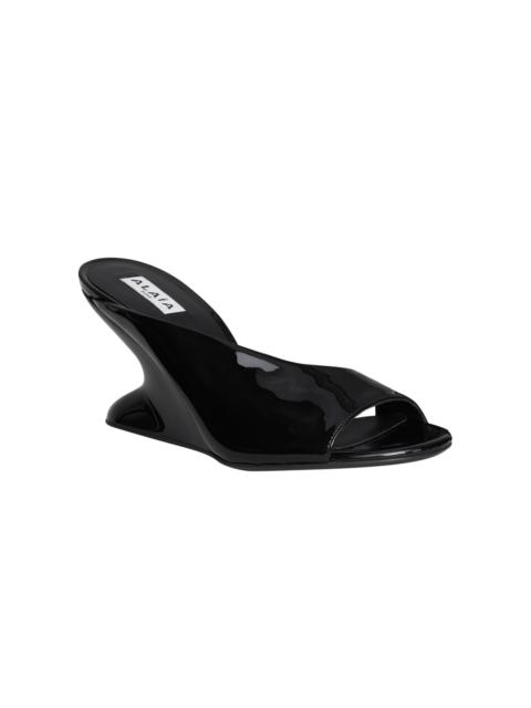 Patent Leather Wedge Mules black