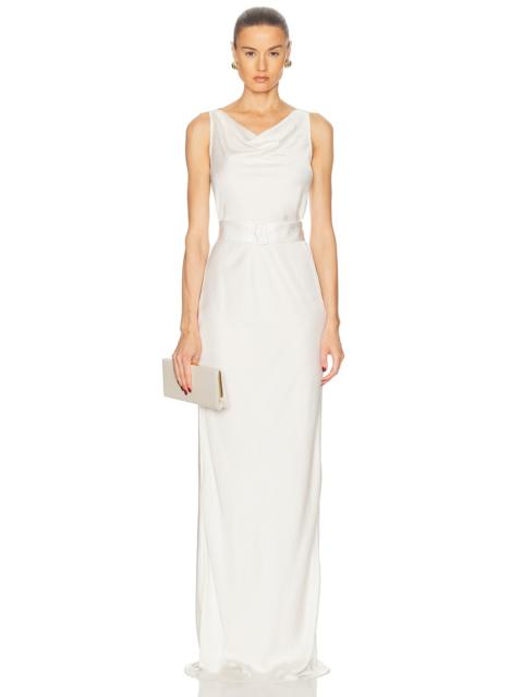 Lightweight Satin Bias Belted Gown