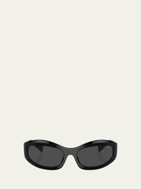 14ZSF Logo Oval Acetate Sunglasses