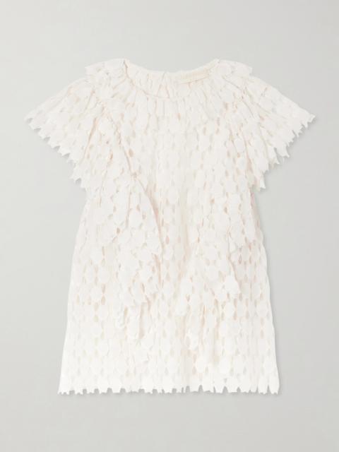 Daevy Ruffled Cotton-blend Lace Blouse