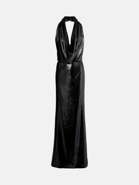 Halterneck velvet gown