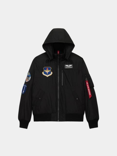PATCHED HOODED RIB FLIGHT JACKET