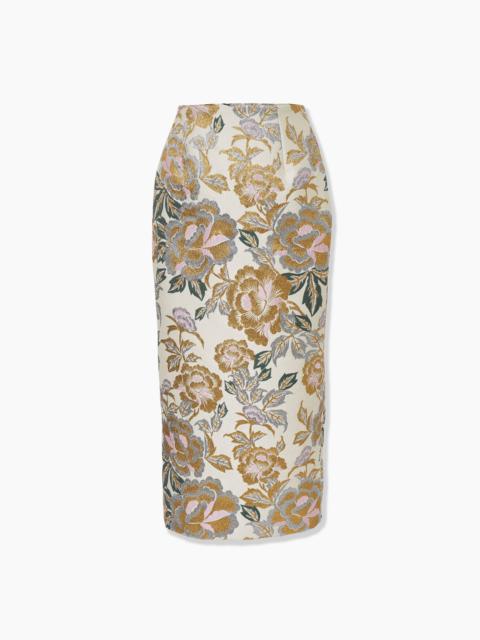 Floral Jacquard Midi Skirt