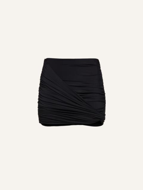 Draped mini swim skirt in black