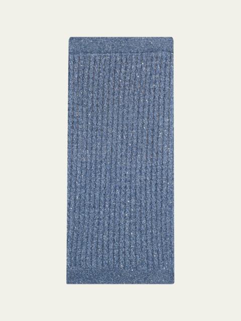 Linen Dazzling Cable Open-Knit Midi Skirt