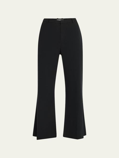Mid-Rise Cropped Flare Trousers