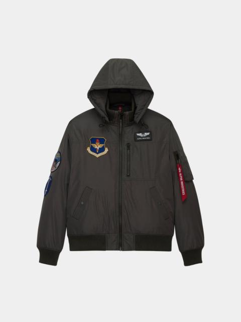 PATCHED HOODED RIB FLIGHT JACKET