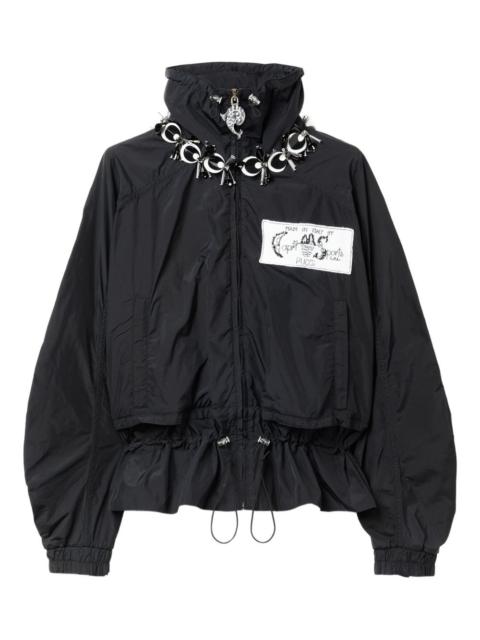 label-embellished drawstring jacket