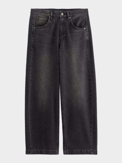 Hattie Embellished High-Rise Barrel Jeans