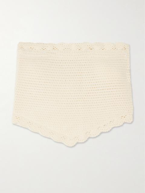 Dylan Cropped Strapless Crocheted Top