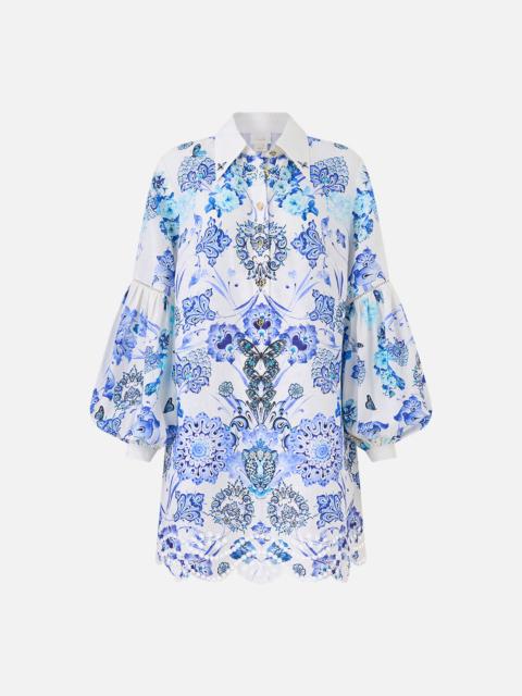 SHIRT DRESS WITH BLOUSON SLEEVE