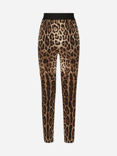 Leopard-print charmeuse leggings