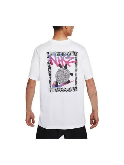 Nike Sportswear Back Logo Alphabet Abstract Pattern Round Neck Short Sleeve White DQ1408-100