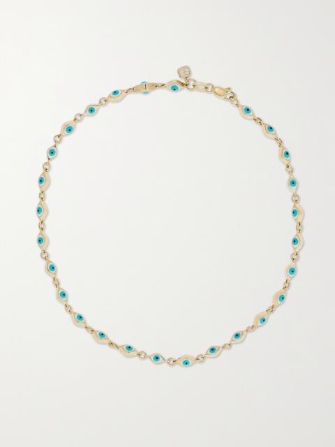 Mini Evil Eye 14-karat Gold And Enamel Anklet