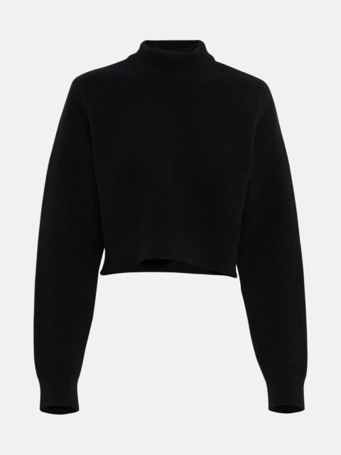 Cropped virgin wool turtleneck sweater