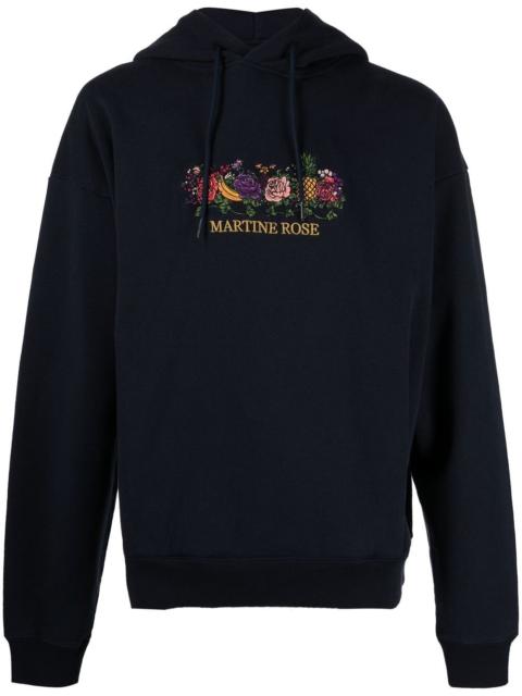 logo-embroidered drawstring hoodie