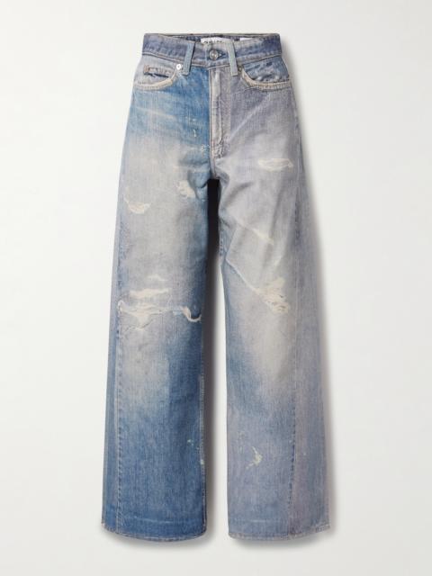 Two-tone Printed Boyfriend Jeans