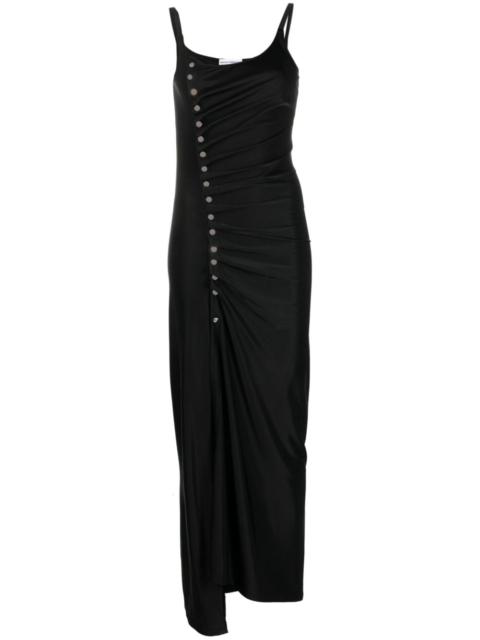 asymmetric satin maxi dress