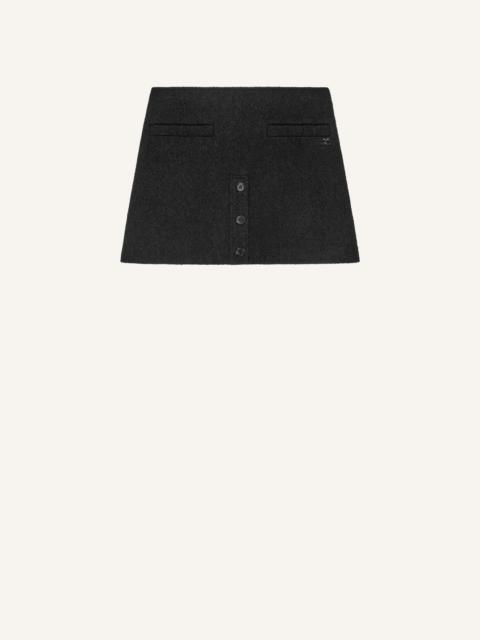 BUTTONED TWEED MINI SKIRT