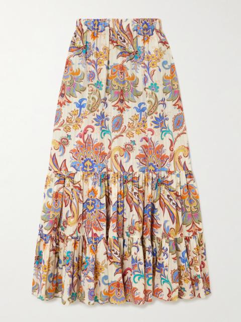 Tiered Printed Cotton Maxi Skirt