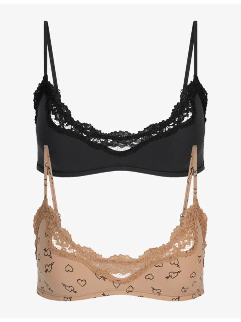 Fits Everybody Lace-Trim Scoop-Neck Pack of Two Jersey Bralettes