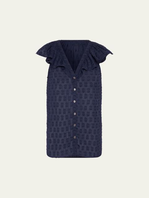 Silvia Dot Ruffle-Trim Top