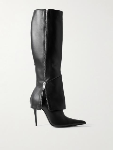 Leather Pointed-toe Knee Boots