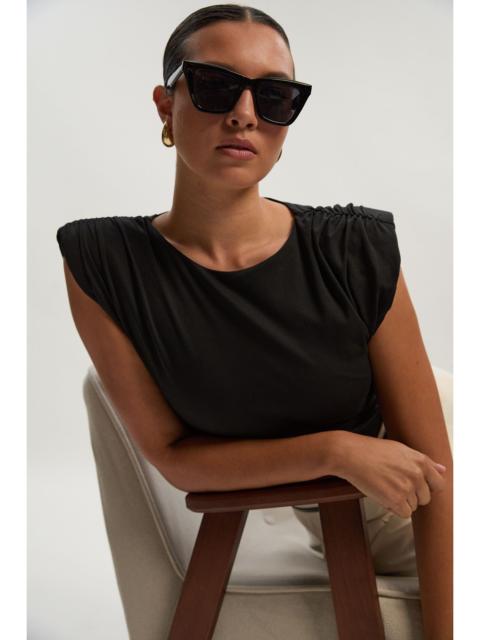 Stretch Jersey Power Shoulder Bodysuit