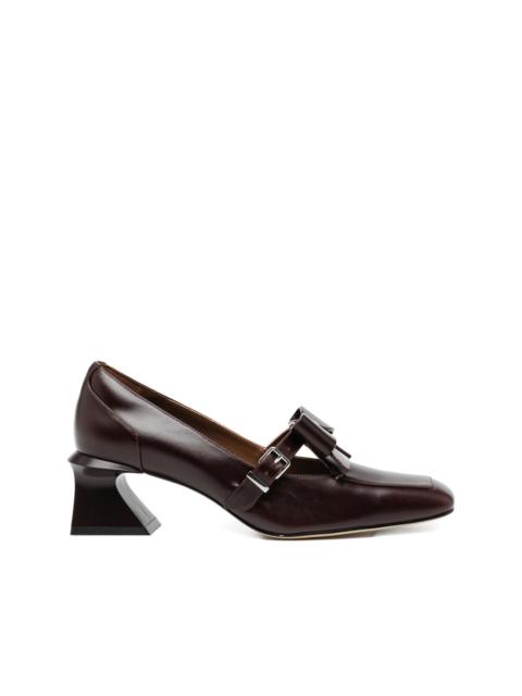 bow buckle leather pumps