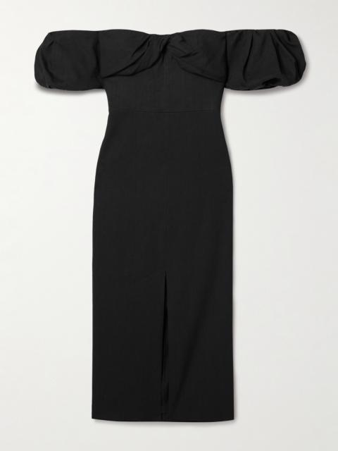 Darlena Strapless Gathered Hemp-blend Midi Dress