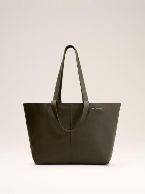 GREEN LEATHER MIDI TOTE BAG