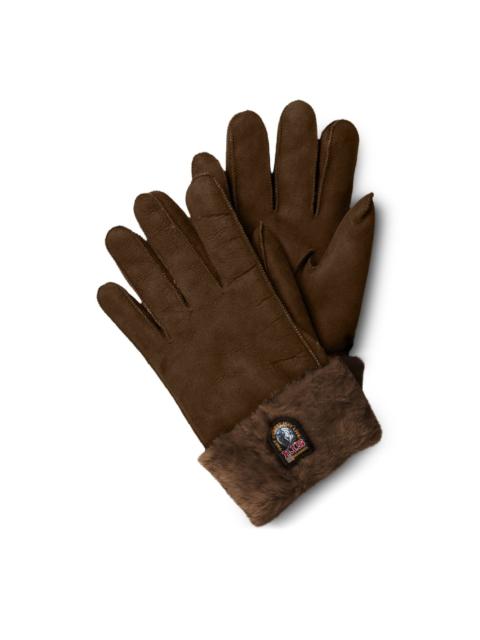leather fur-trimmed gloves