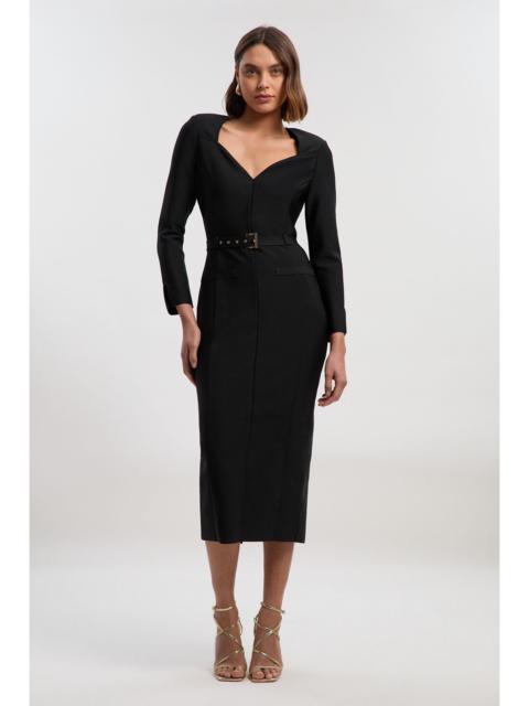 Figure Form Bandage Belted Midi Dress