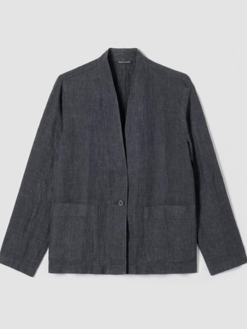 Washed Organic Linen Délavé High Collar Jacket