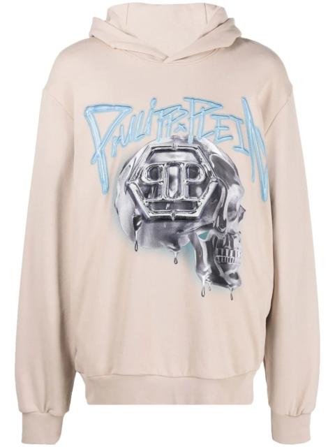 skull-print long-sleeve hoodie