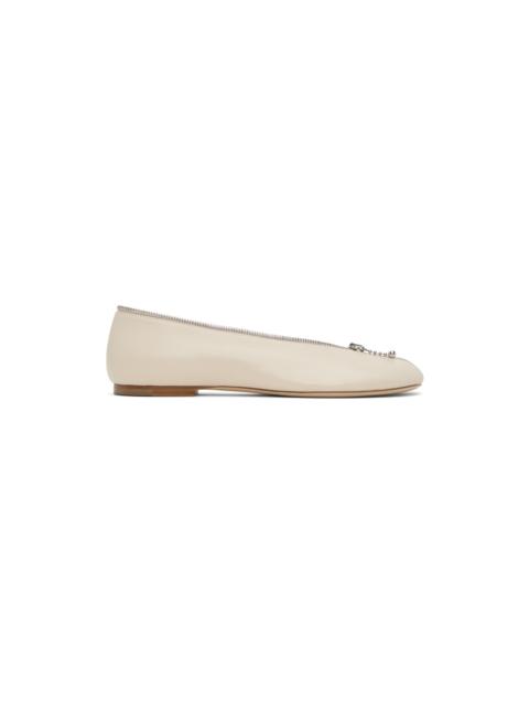 Off-White Leather Sadler Zip Ballerina Flats