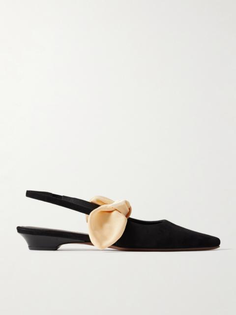 Uba Bow-embellished Faille And Suede Slingback Flats