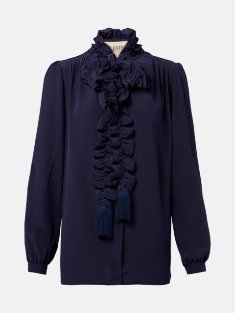 Ruffled silk crêpe de chine blouse