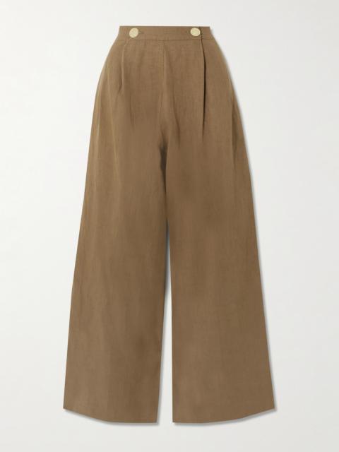 Minuf Pleated Linen Wide-leg Pants