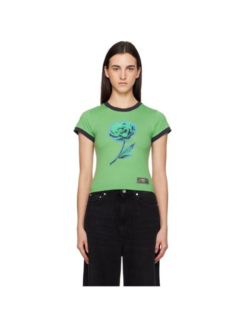 Green Basic Cotton Jersey Peony Baby Fit T-shirt